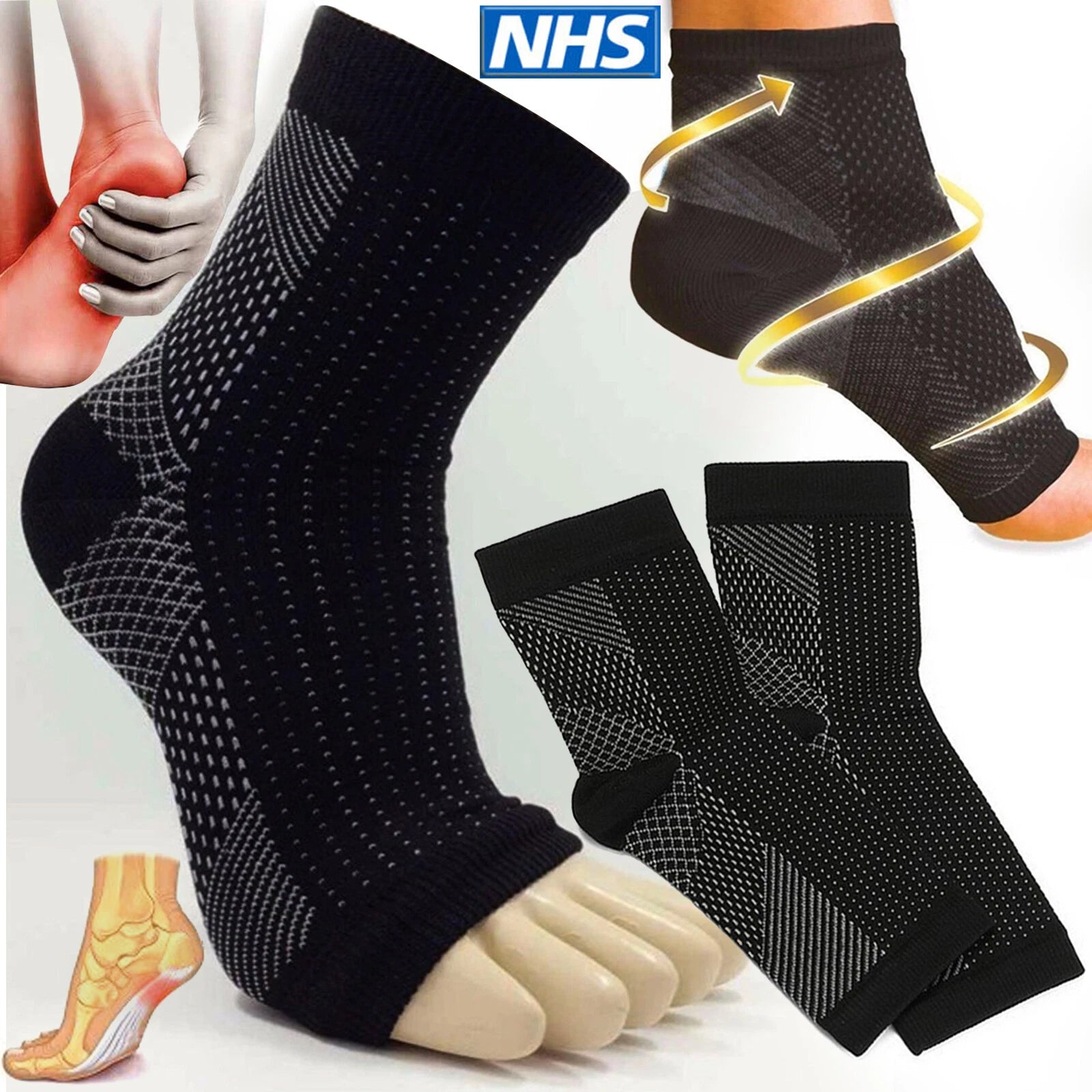 Compression foot support socks for plantar fasciitis arch and heel pain relief-4