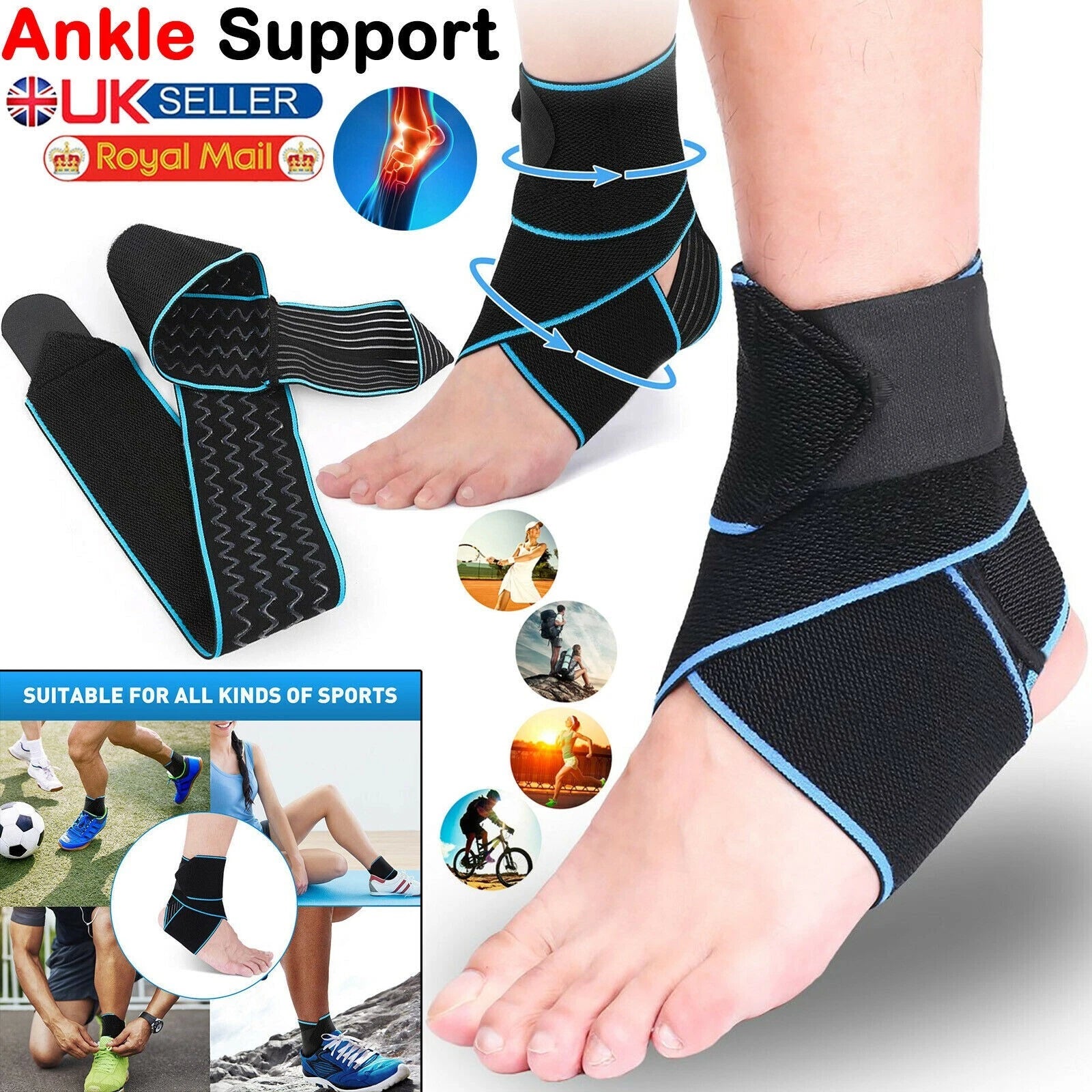 Compression ankle support strap brace for foot pain relief and stability-1