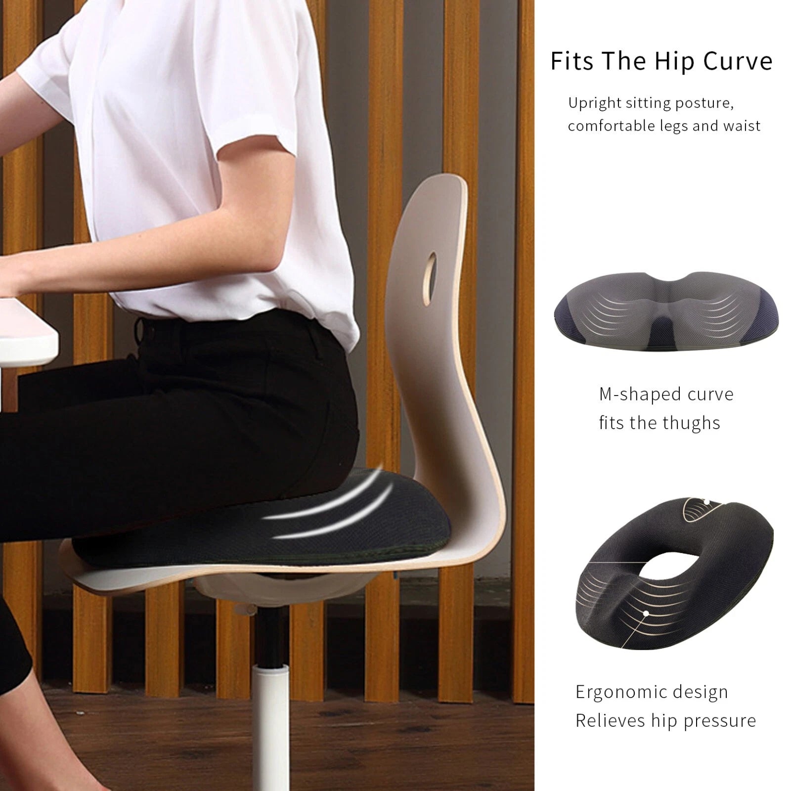 Memory foam donut cushion pillow for orthopedic tailbone pain relief seating support-3