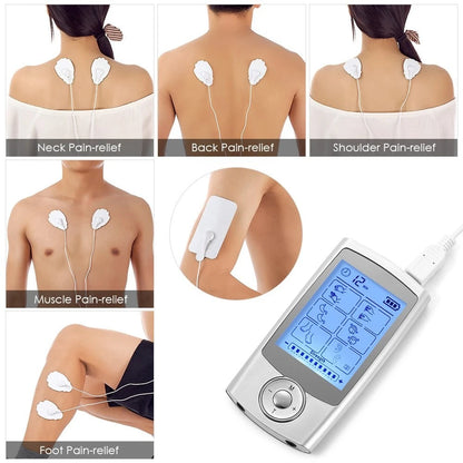 Rechargeable digital TENS machine pain relief therapy device with electrode pads-9