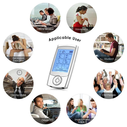 Rechargeable digital TENS machine pain relief therapy device with electrode pads-8