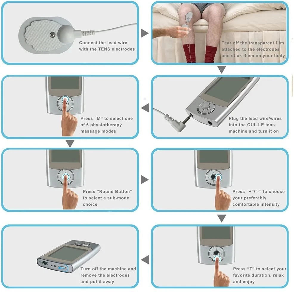 Rechargeable digital TENS machine pain relief therapy device with electrode pads-4