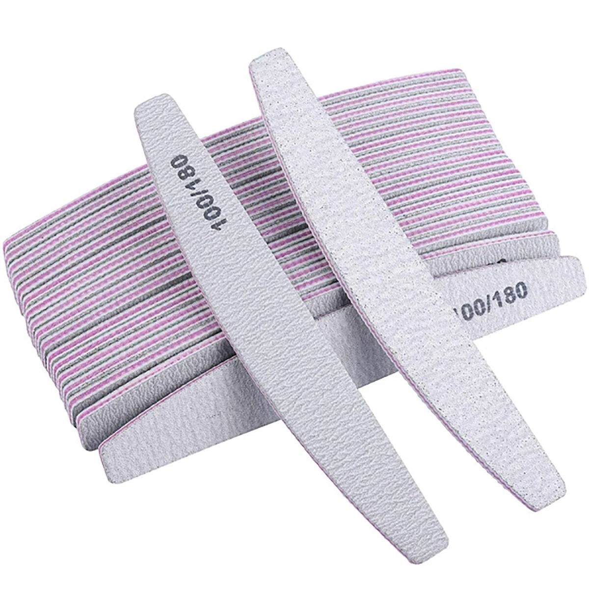 Professional half moon nail files 100/180/240 grit emery board buffer set-3