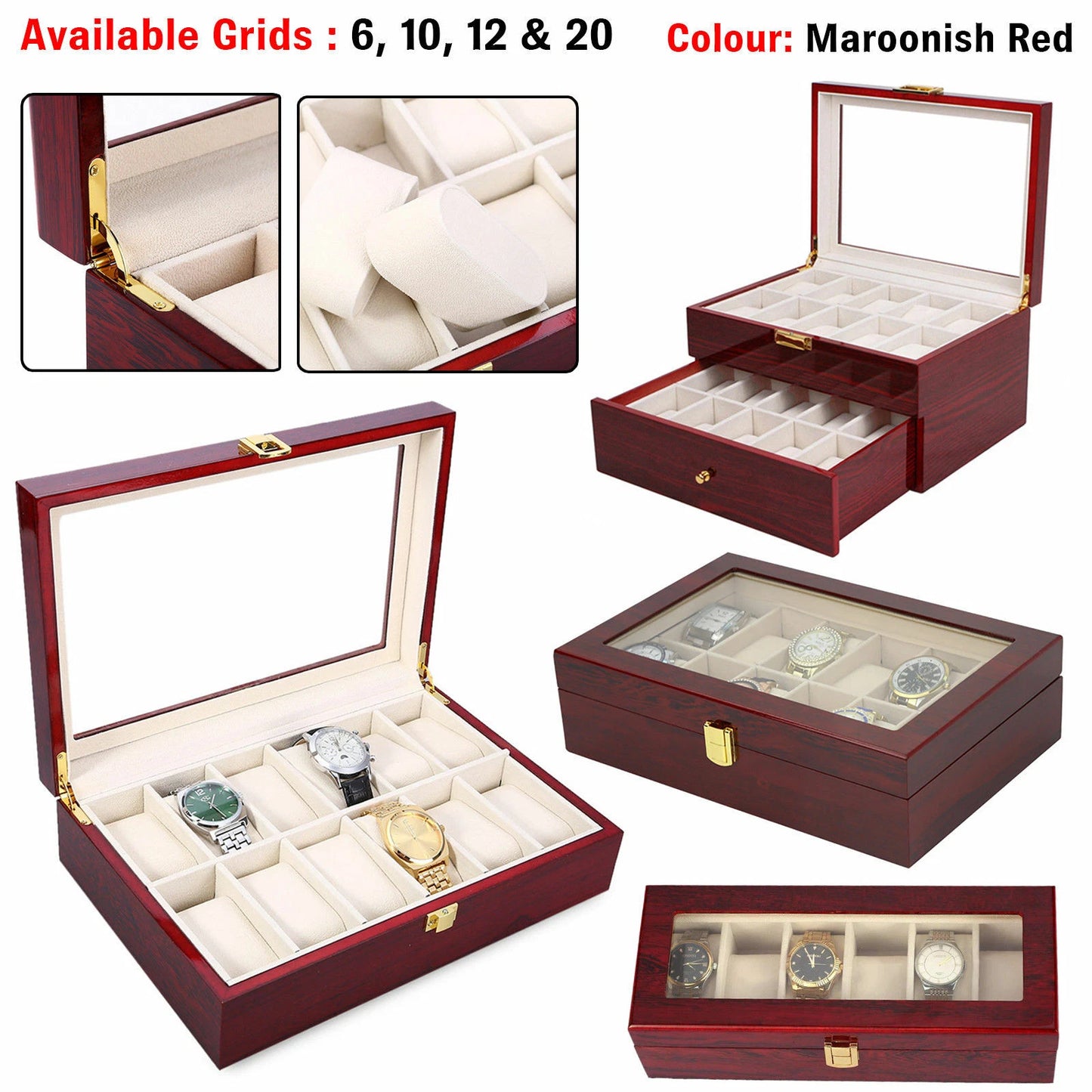 Wooden Watch Storage Box | Jewelry Collection Organizer | Display Case Gift Holder