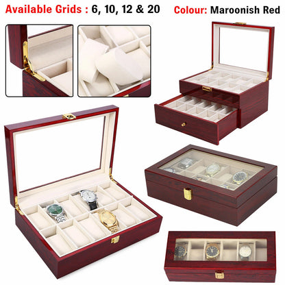 Wooden Watch Storage Box | Jewelry Collection Organizer | Display Case Gift Holder