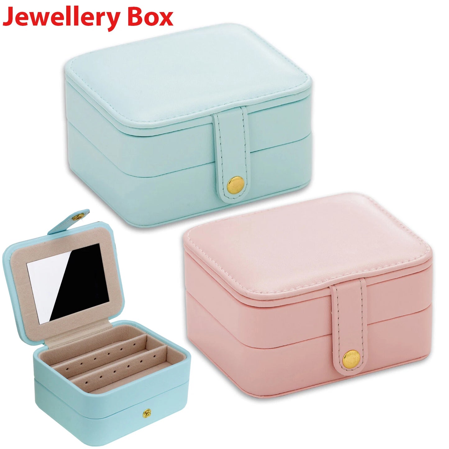 2 Layers Jewellery Boxes Storage Case Drawer Cabinet | Compact Jewelry Organizer for Earrings, Necklaces & Rings | Home & Travel Use