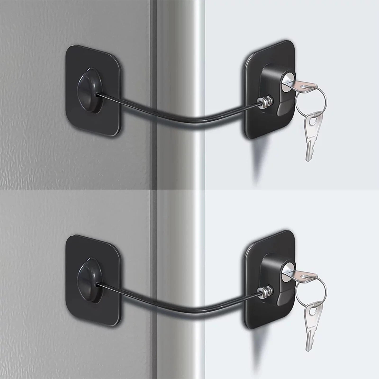 2 pack refrigerator door lock with adhesive and key system for child safety and baby proof kitchen protection-1