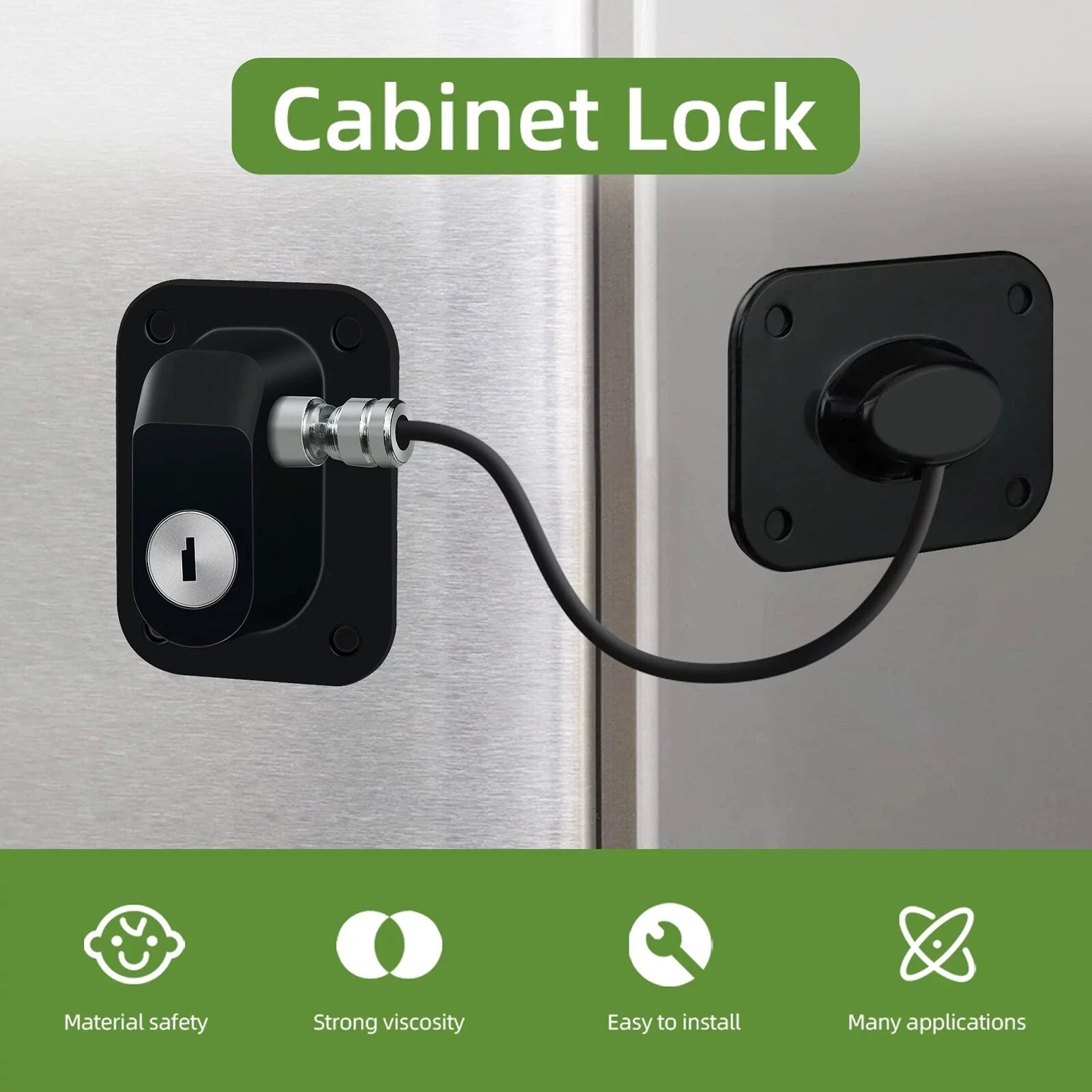 2 pack refrigerator door lock with adhesive and key system for child safety and baby proof kitchen protection-2
