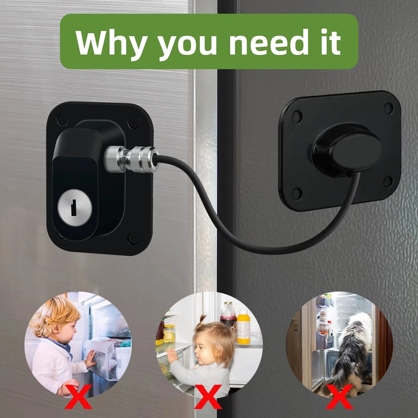2 pack refrigerator door lock with adhesive and key system for child safety and baby proof kitchen protection-3