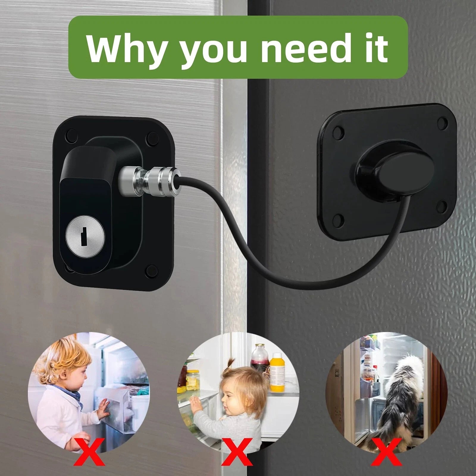 2 pack refrigerator door lock with adhesive and key system for child safety and baby proof kitchen protection-3