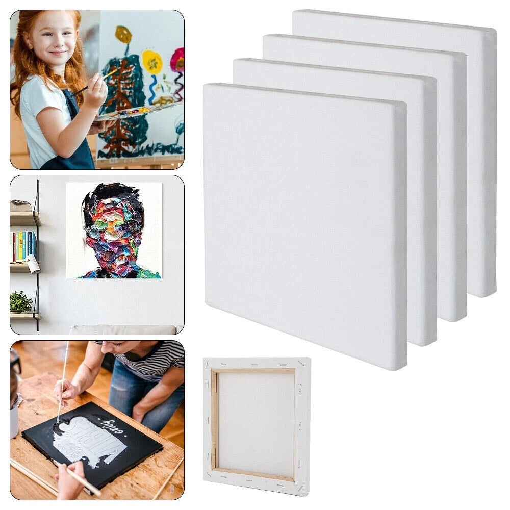 Pack of 4 stretched blank artist canvas boards 40x30CM for acrylic and oil painting-1