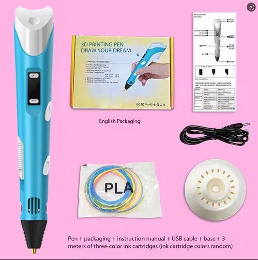 Electronic 3D Printing Pen for Kids LCD Screen, PLA Filament, DIY Art Tool | Creative Drawing & Craft Pen for STEM Learning