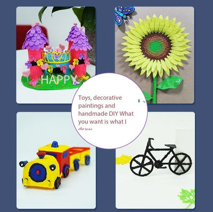 Electronic 3D Printing Pen for Kids LCD Screen, PLA Filament, DIY Art Tool | Creative Drawing & Craft Pen for STEM Learning