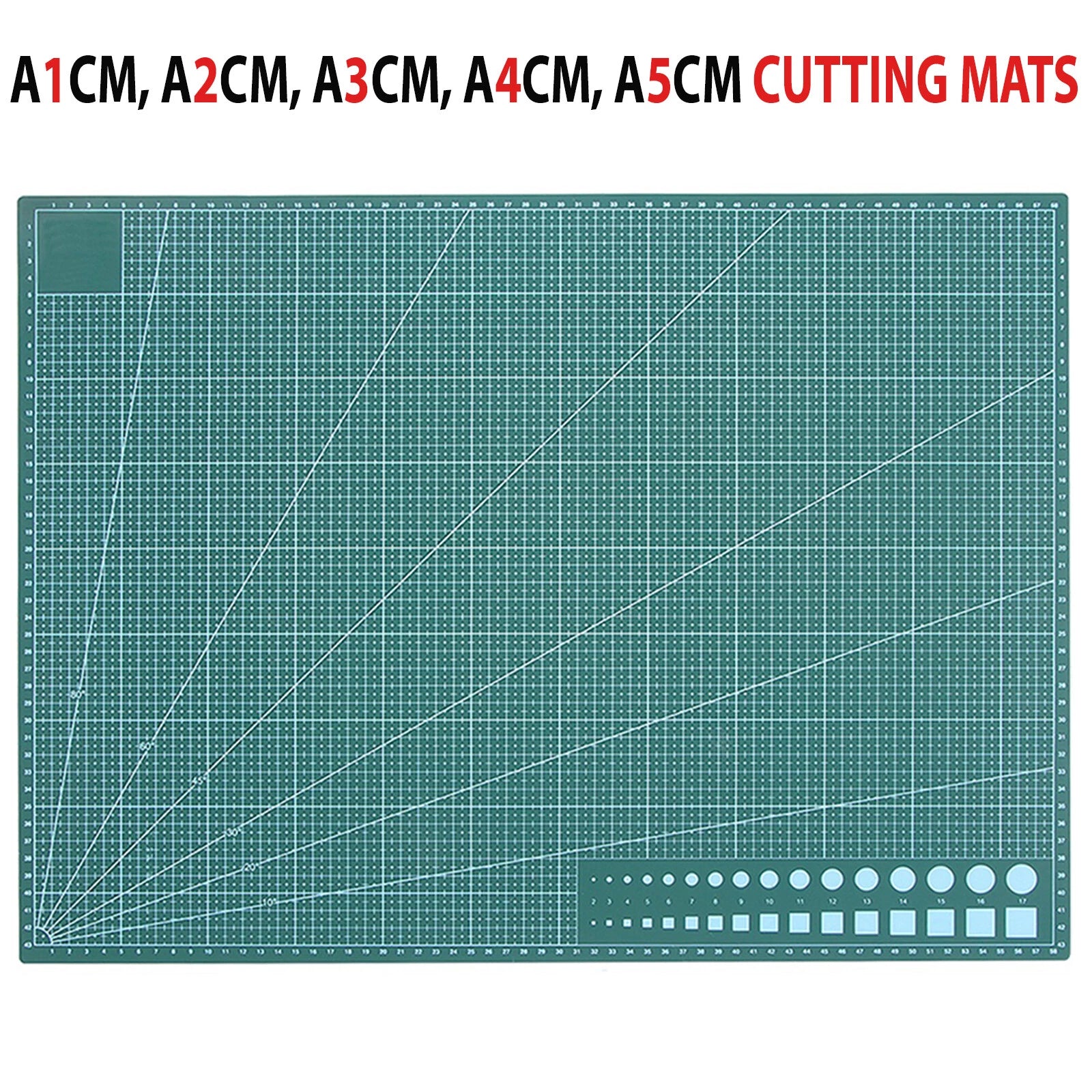 Self-healing cutting mat craft board with non-slip surface and measurement grid for sewing, crafting and design work