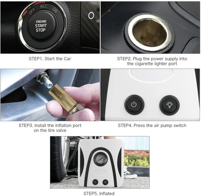 12V electric car tyre inflator pump portable air compressor for fast tyre inflation on cars bikes and SUVs-3