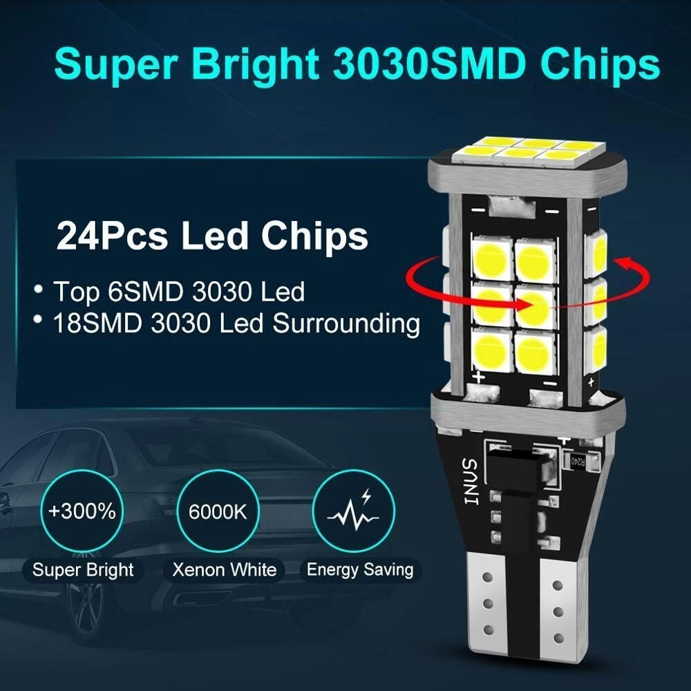 T15 W16W 921 955 LED xenon white reverse car bulbs Canbus error free 12V lighting upgrade for vehicles-2