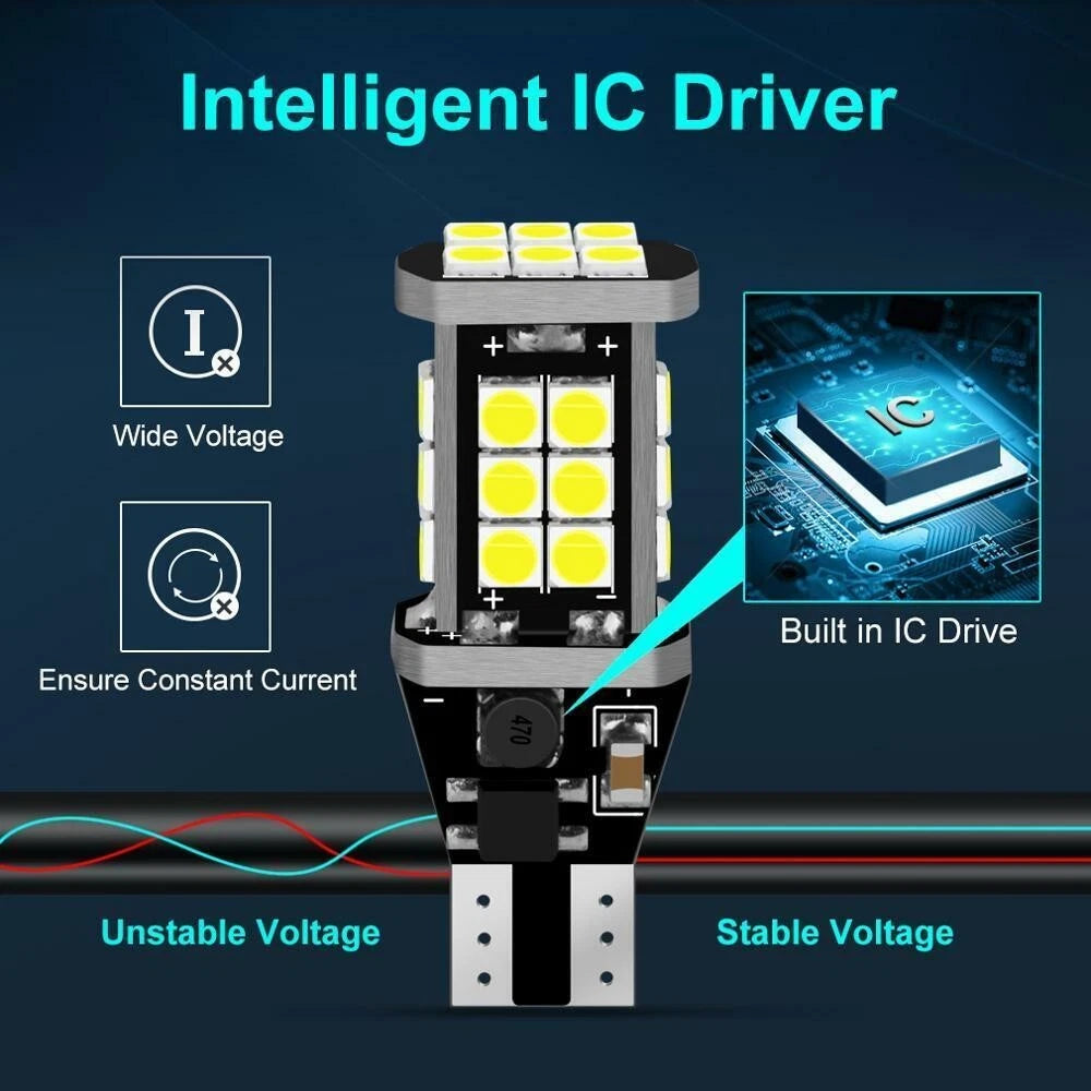 T15 W16W 921 955 LED xenon white reverse car bulbs Canbus error free 12V lighting upgrade for vehicles-4