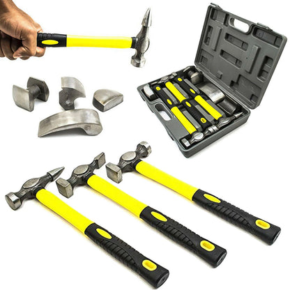7 piece car dent repair hammer and dolly tool kit for automotive body panel restoration and dent removal-1