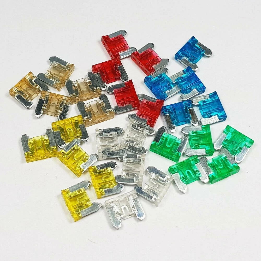 30 piece low profile mini blade fuse assorted kit for automotive electrical replacement in cars and trucks