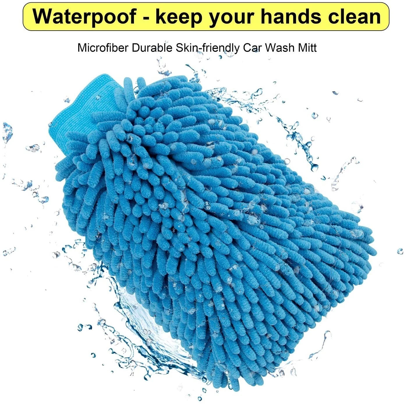 Blue microfiber cleaning glove for car window washing, home dusting and scratch-free surface polishing-1
