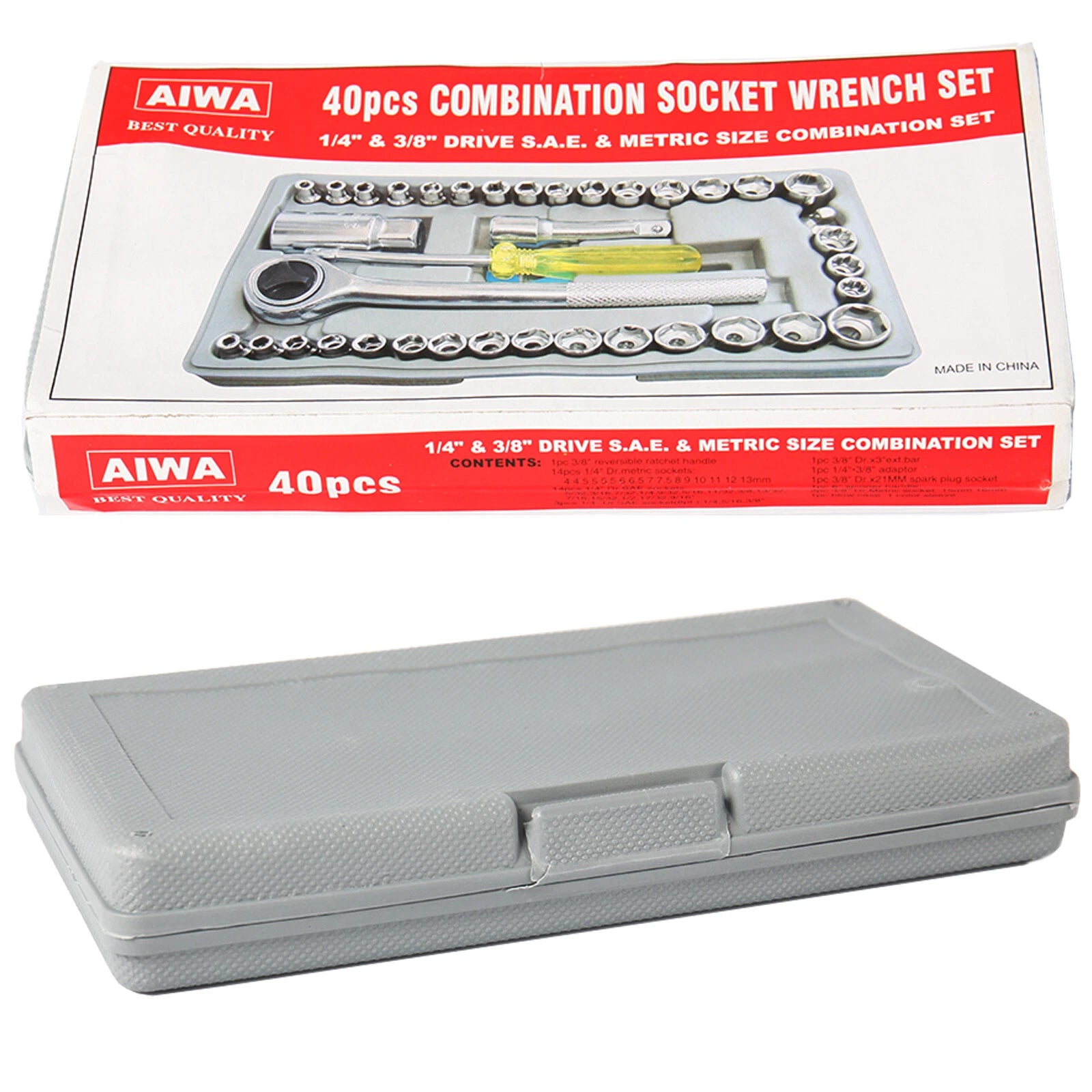 40 piece drive socket set with ratchet, spark plug sockets and extension bars for automotive and garage repair use-3