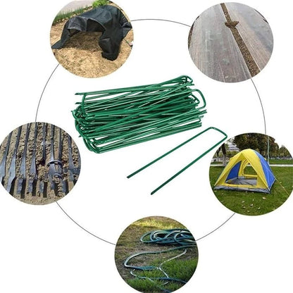 50 galvanised metal U pins for securing artificial grass turf weed membrane and landscaping fabric outdoors-2