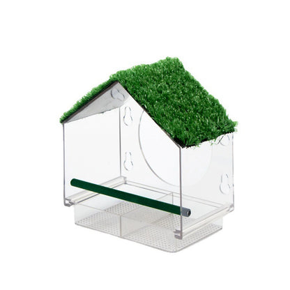 Clear perspex window bird feeder with suction cups for wild birds feeding and close-up bird watching from home-6