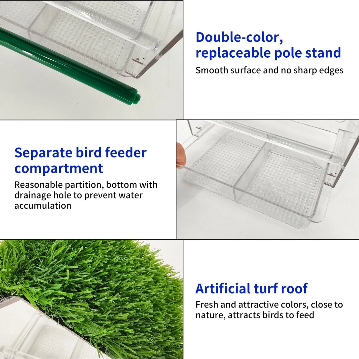 Clear perspex window bird feeder with suction cups for wild birds feeding and close-up bird watching from home-3