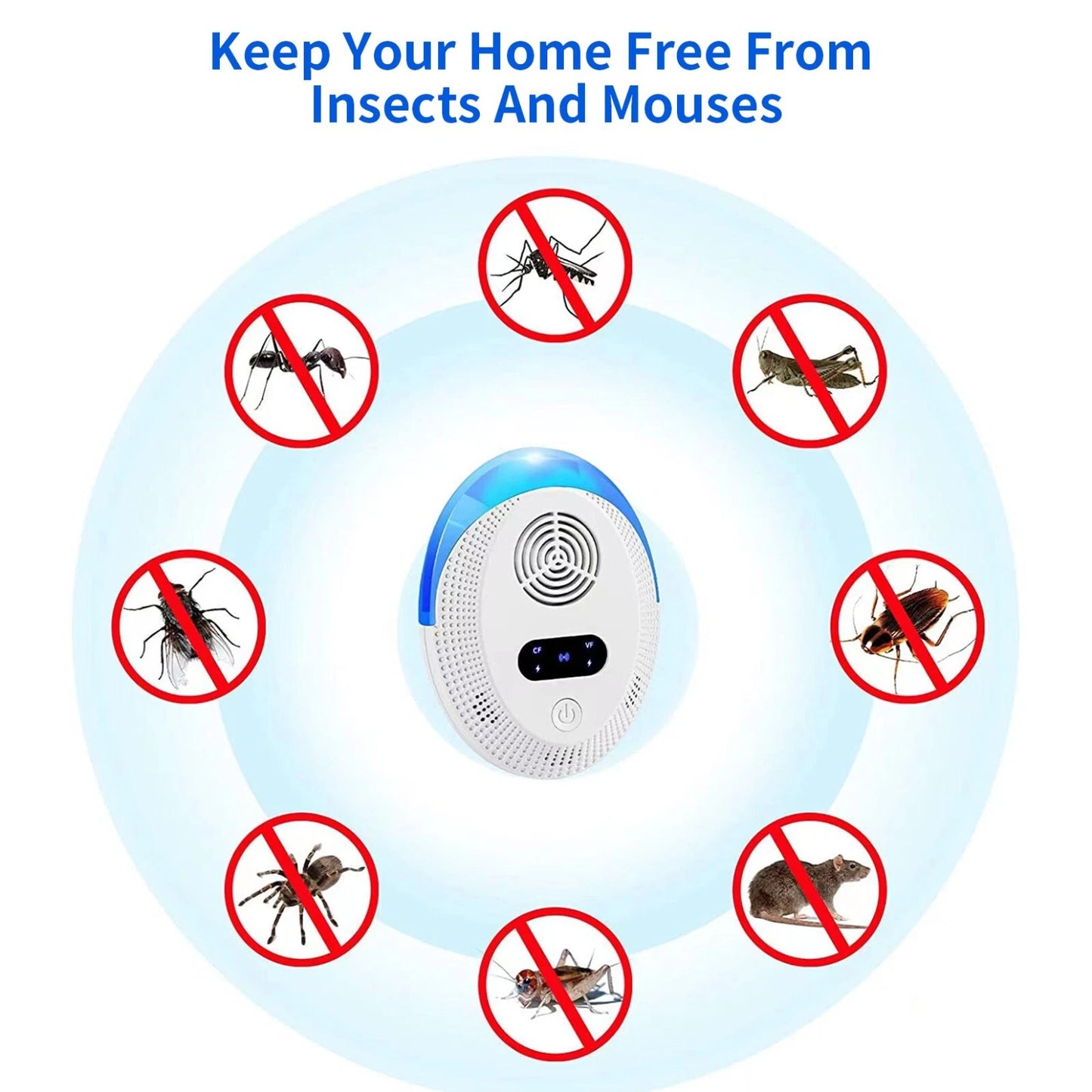Ultrasonic plug-in pest repeller device for mice, mosquitoes, spiders and insects indoor home pest control-3