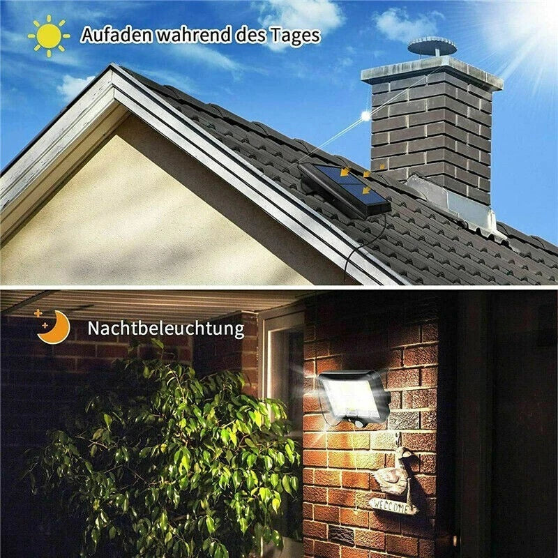 120 LED solar powered motion sensor wall light waterproof outdoor security lamp for garden and home use-2