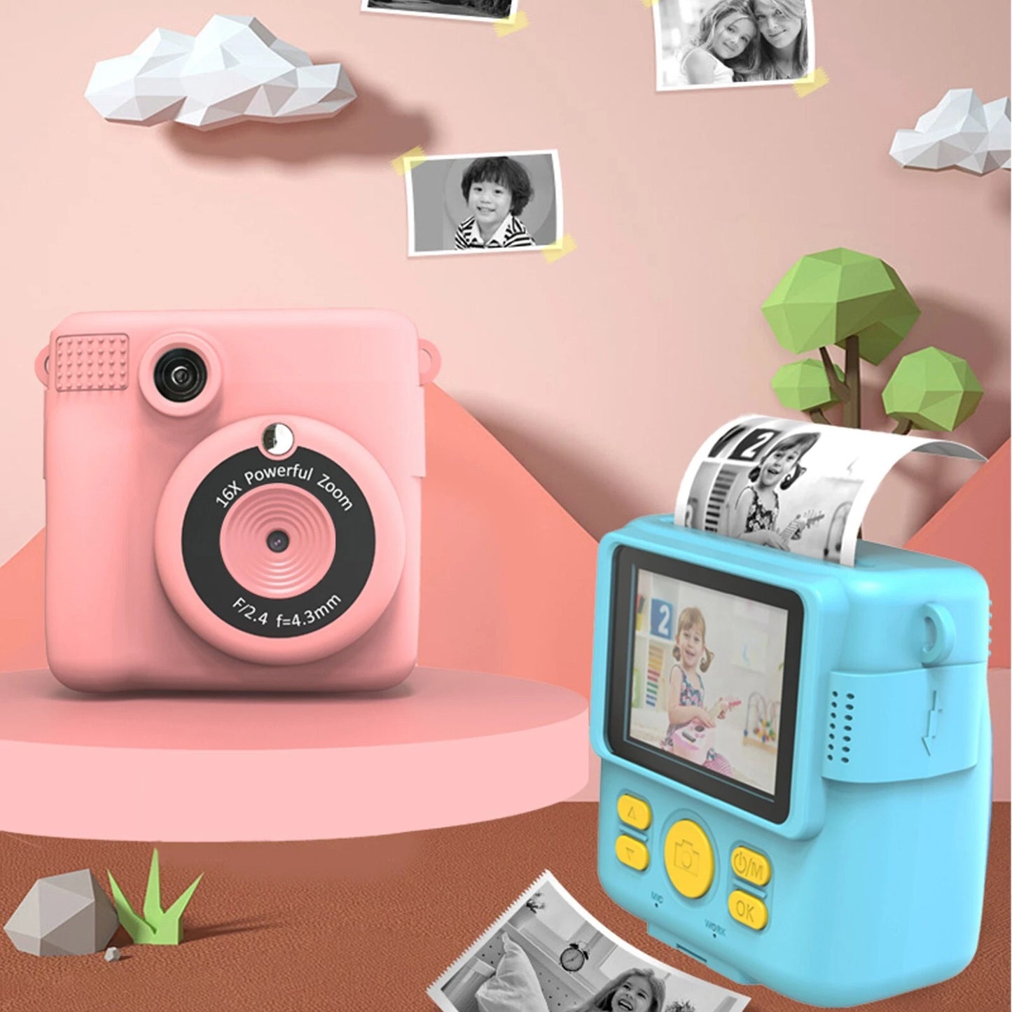 Kids LCD Camera Video Recorder 1080P Mini Digital Children Cam Instant Print | Portable Toy Camera for Kids Photography & Video