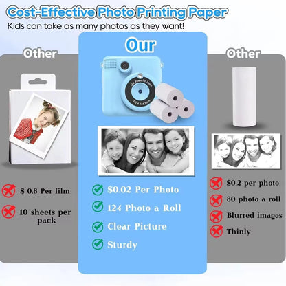 Kids LCD Camera Video Recorder 1080P Mini Digital Children Cam Instant Print | Portable Toy Camera for Kids Photography & Video