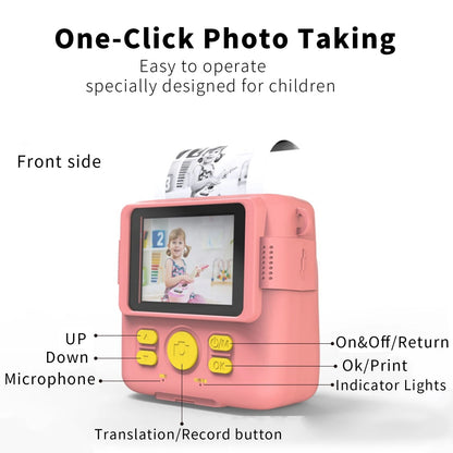 Kids LCD Camera Video Recorder 1080P Mini Digital Children Cam Instant Print | Portable Toy Camera for Kids Photography & Video