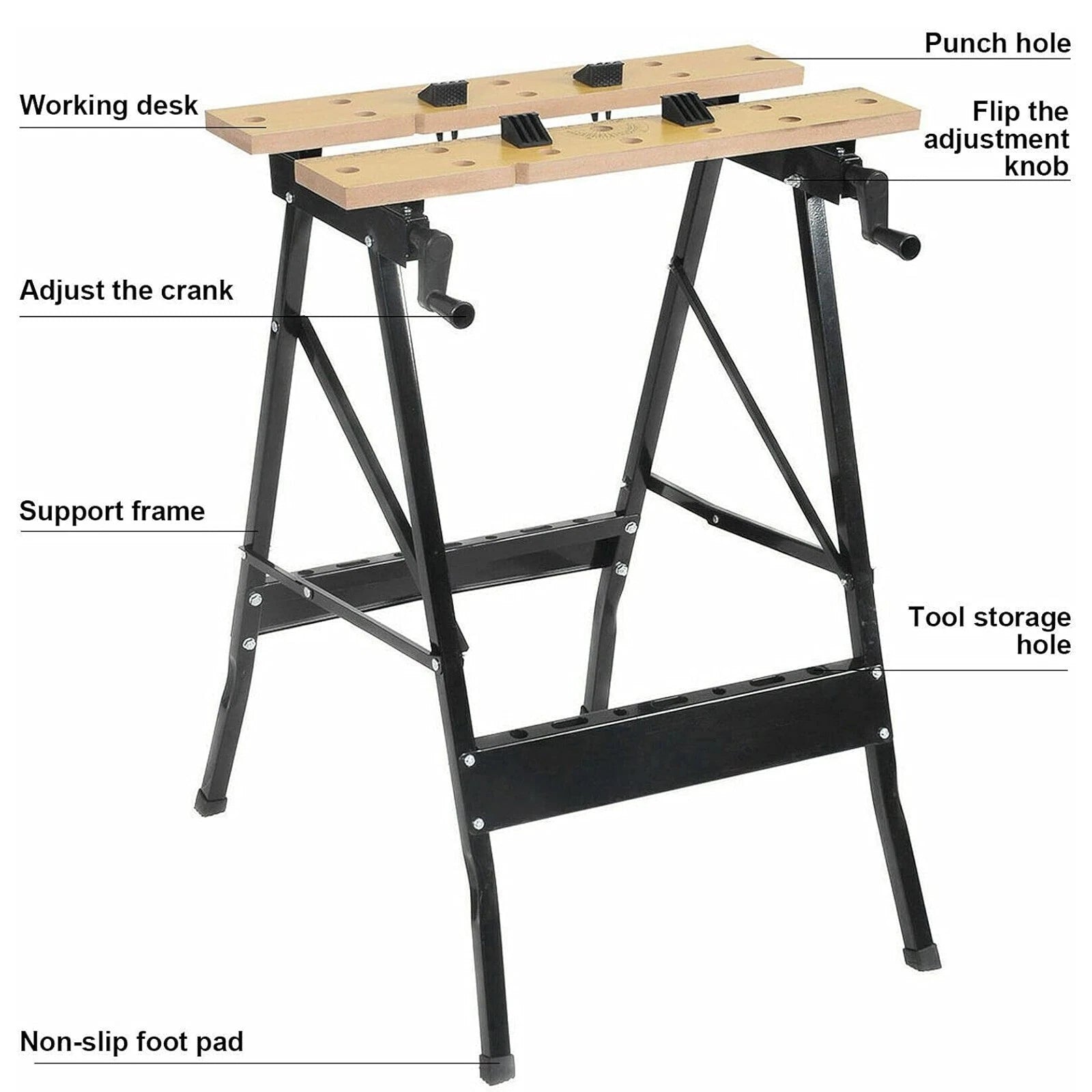 Foldable portable MDF workbench with clamping worktop for DIY woodworking garage and workshop tasks-4
