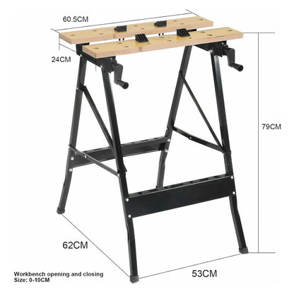 Foldable portable MDF workbench with clamping worktop for DIY woodworking garage and workshop tasks-3