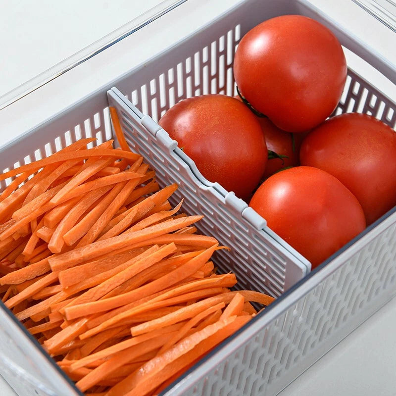 Fridge organiser storage box for fruits and vegetables stackable multipurpose refrigerator kitchen container-2