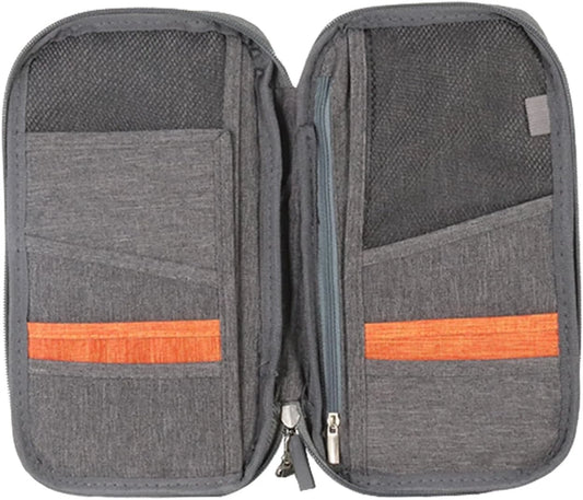 RFID travel wallet passport holder with compartments for cards money IDs and documents secure anti theft organizer pouch-1