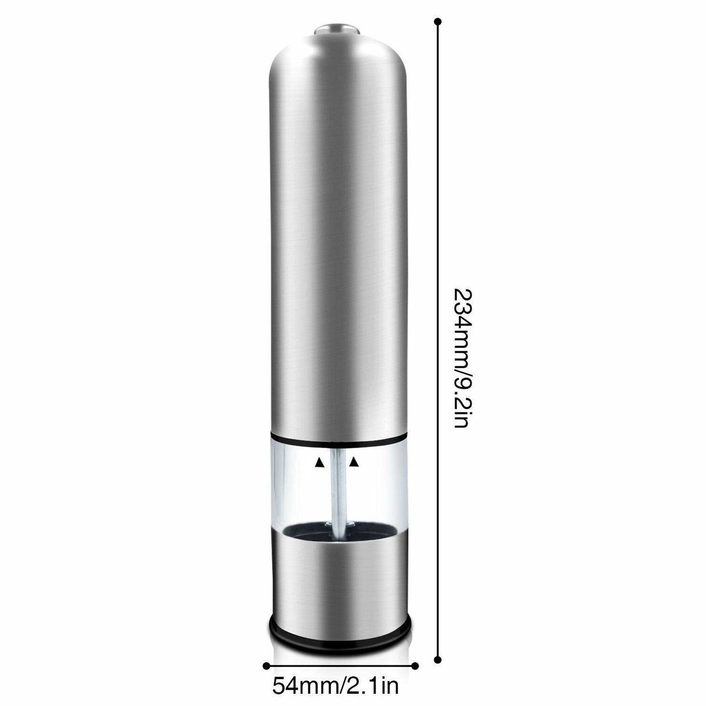 2 X Light Up Electric Salt & Pepper Mill Stainless Steel Electronic Grinder Pots | Automatic Adjustable Spice Grinder Set