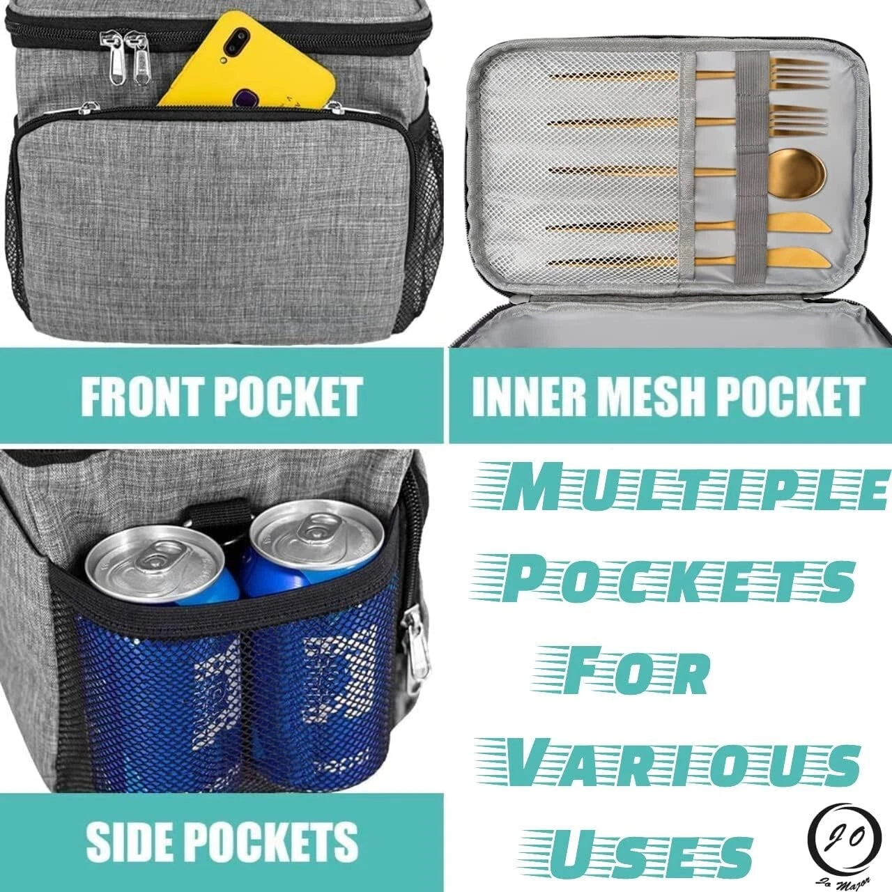 Thermal insulated lunch bag cooler bag for adults and kids food storage hot cold lunch box UK-2