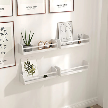 Set of 4 wooden floating wall shelves for books décor storage and kids room home organization