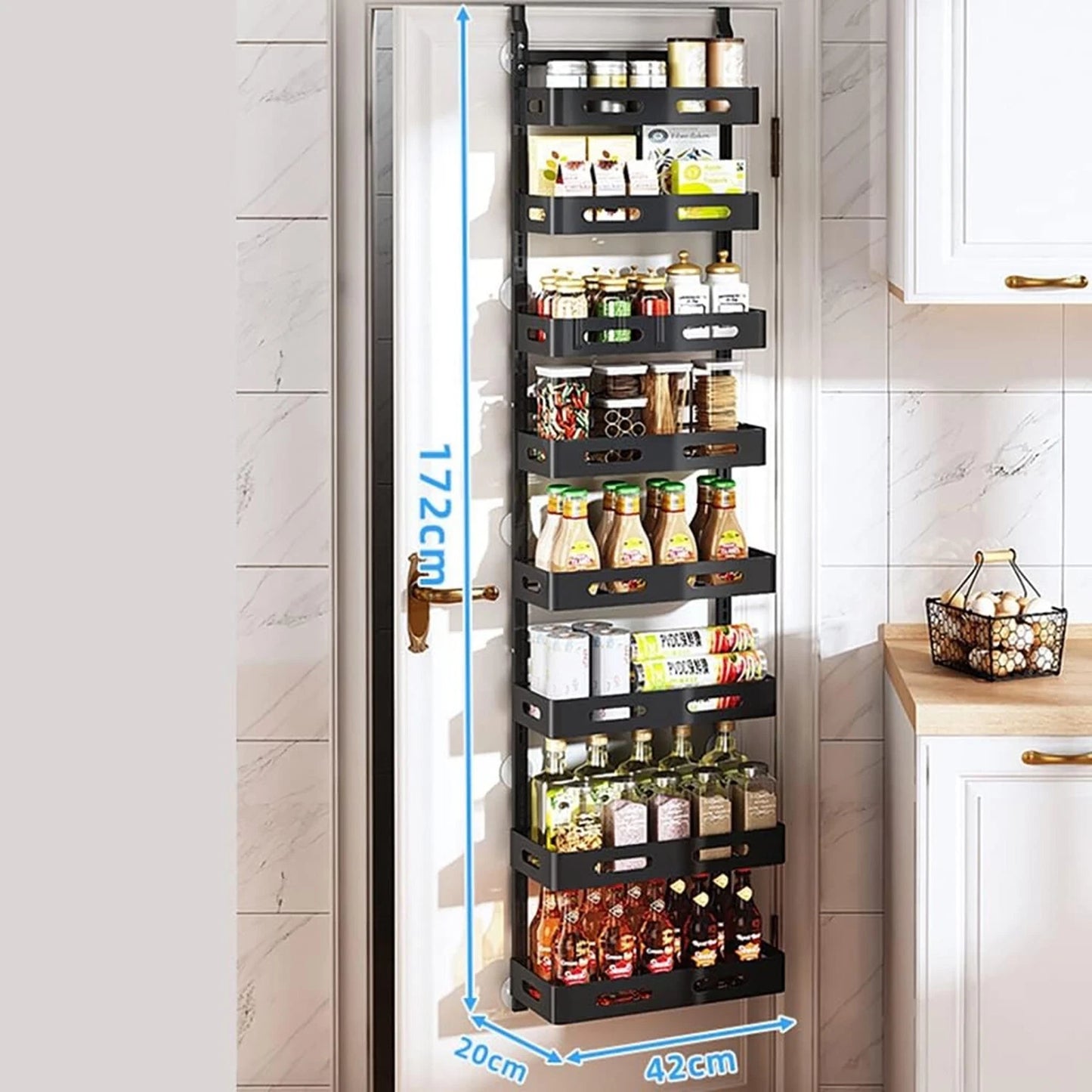 8 tier over door storage organiser hanging kitchen rack wall mounted shelf unit for household storage and organization-2
