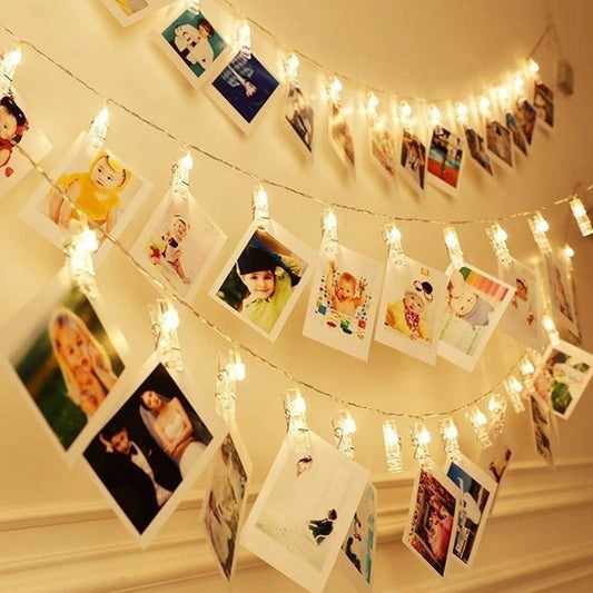 LED photo string fairy lights with clips for hanging pictures 10 to 40 photos window and wall home decor lighting