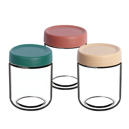 3 glass overnight oats mason jars with lids and spoons for meal prep breakfast yogurt and snack storage-2
