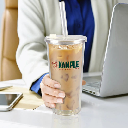 24oz reusable clear bubble tumbler cup with straw for boba tea smoothies iced coffee and cold drinks