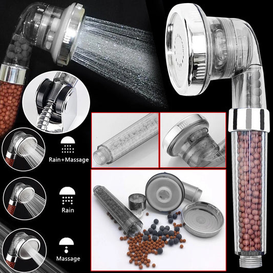3 mode high pressure handheld shower head with ionic filter water saving bathroom shower spray UK-1