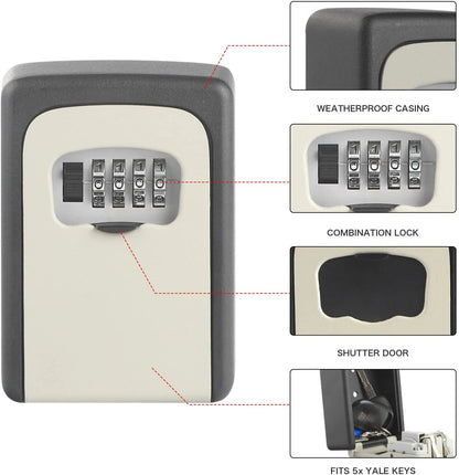 4 digit wall mounted key safe box with combination lock for secure outdoor home key storage