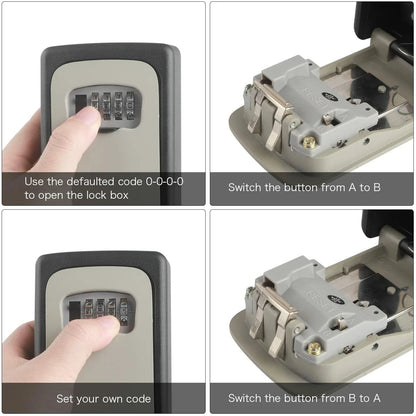 4 digit wall mounted key safe box with combination lock for secure outdoor home key storage