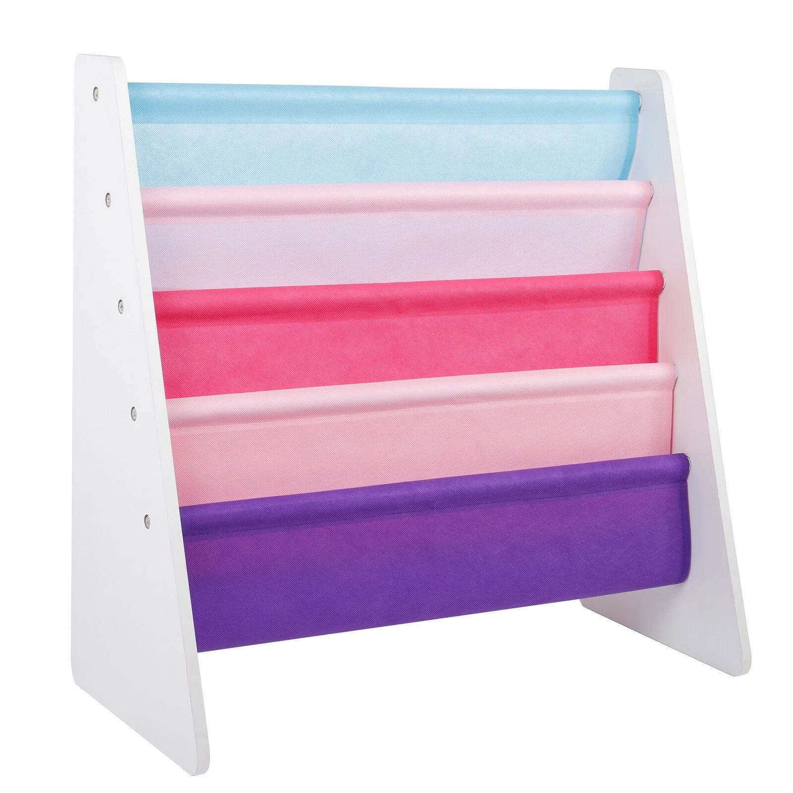 Wooden kids sling bookshelf organizer rack for children books nursery bedroom and playroom storage