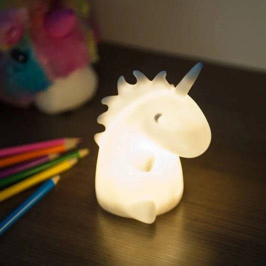 White unicorn LED night light lamp for girls bedroom bedside table nursery and kids room décor