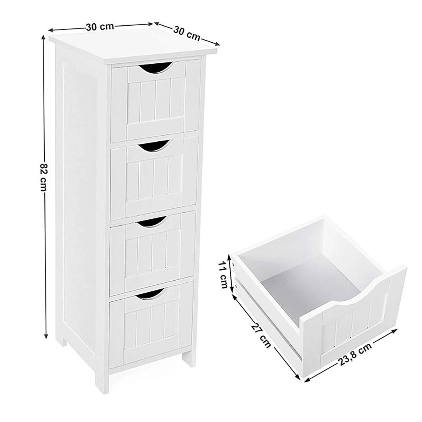 White 4 drawer bathroom cabinet free standing storage cupboard for living room and home organization-2